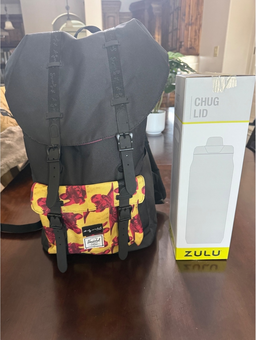 Herschel Andy Warhol Backpack Cow Print EUC + Free New Zulu Water Bottle